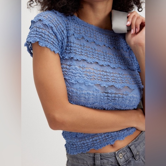 Intimately Angelina Lace Tee NWOT allure blue - Picture 7 of 7